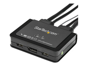 StarTech.com 2-Port USB DisplayPort KVM Switch - 4K 60 Hz - UHD DP 1.2 USB-KVM Umschalter mit 1,2 m Kabel & Audio - Bus-powered & remote switching - OS unabhängig - MacBook ThinkPad (SV211DPUA4K)