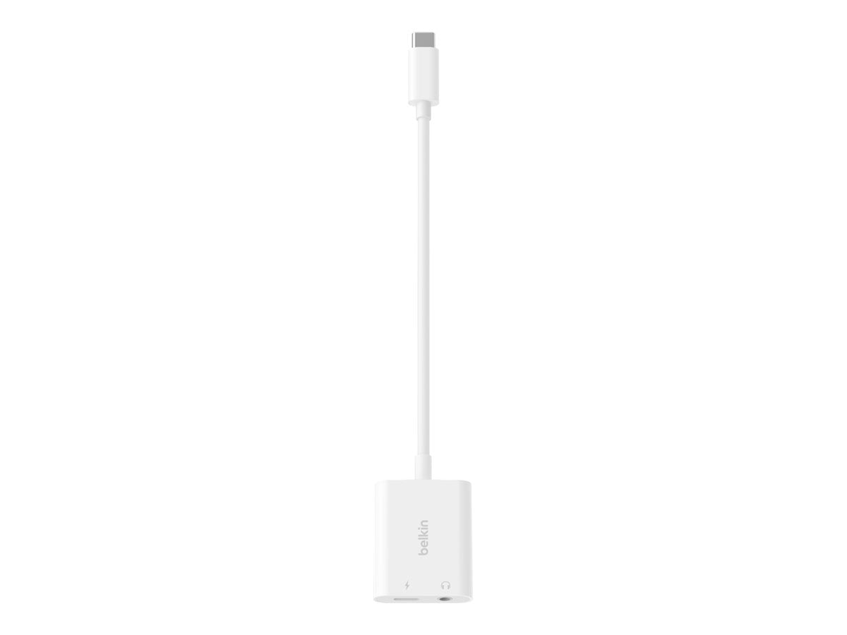 Belkin RockStar - USB-C zu Kopfhöreranschluss / Ladeadapter - 24 pin USB-C männlich zu Mini-Stecker, 24 pin USB-C weiblich - USB Power Delivery (60W)