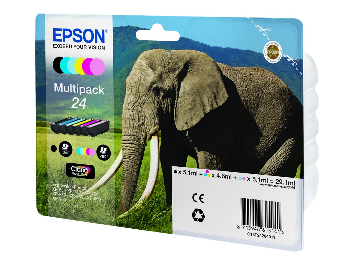 Epson 24 Multipack - 6er-Pack - 29.1 ml - Schwarz, Gelb, Cyan, Magenta, hellmagentafarben, hell Cyan - original - Blisterverpackung - Tintenpatrone (Alternative zu: Epson 24XL)