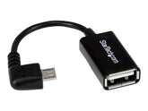 StarTech.com Micro USB rechts gewinkelt auf USB OTG Adapter Stecker / Buchse - Micro USB zu USB Kabel 12cm - On The Go Kabel - Schwarz - USB-Adapter - USB (W)