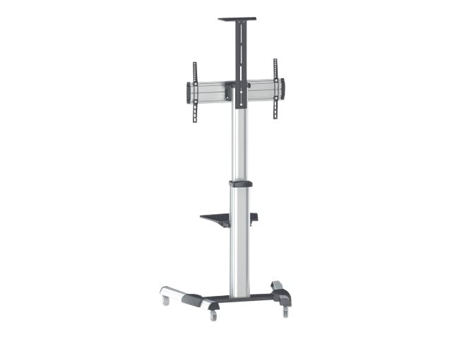 Manhattan TV & Monitor Mount, Trolley Stand, 1 screen, Screen Sizes: 37-65", Silver, VESA 200x200 to 600x400mm, Max 50kg, LFD, Lifetime Warranty - Wagen - für Flachbildschirm / AV-Ausrüstung - Schwarz, Silber - Bildschirmgröße: 94-177.8 cm (37"-70")