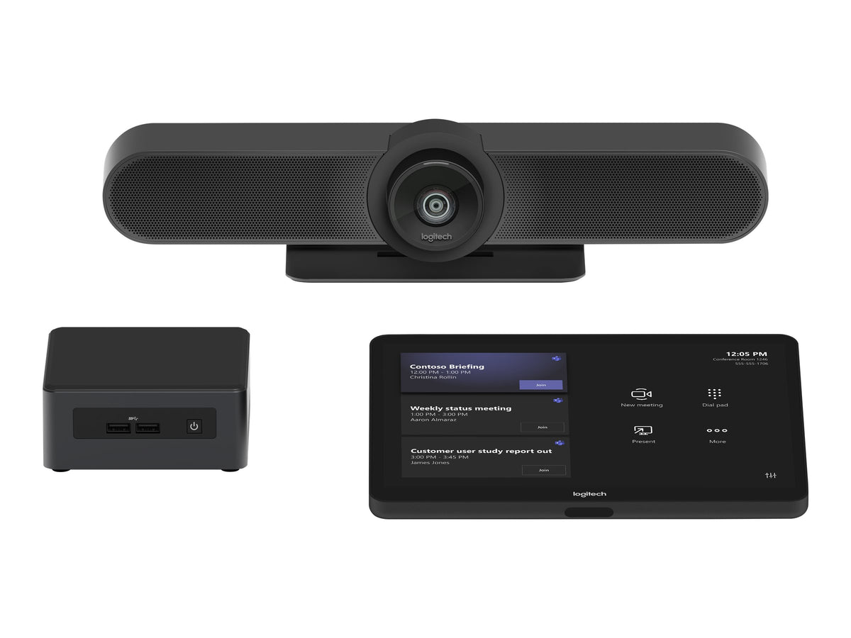 Logitech Small Room with Tap + MeetUp + Intel NUC for Microsoft Teams Rooms - Kit für Videokonferenzen (Logitech Tap, Logitech PC Mount)