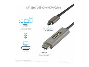 StarTech.com 3m USB-C auf HDMI Kabel 4K 60Hz mit HDR10 - Ultra HD Video Adapter Kabel - DP 1.4 Alt Mode HBR3 (CDP2HDMM3MH)