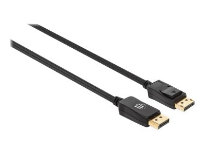 Manhattan DisplayPort 1.4 Cable, 8K@60hz, 2m, Braided Cable, Male to Male, With Latches, Fully Shielded, Black, Lifetime Warranty, Polybag - DisplayPort-Kabel - DisplayPort (M)