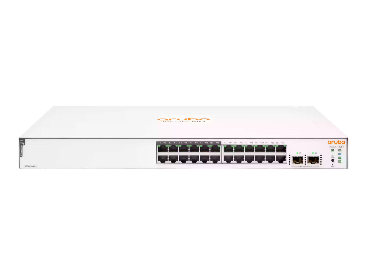 HPE Aruba Instant On 1830 24G 12p Class4 PoE 2SFP 195W Switch - Switch - Smart - 12 x 10/100/1000 + 12 x 10/100/1000 (PoE+)