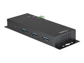 StarTech.com 4 Port USB-C Hub 10 Gbit/s - Metall Industrie USB Typ-C Hub mit 3xUSB-A & 1xUSB-C - ESD - USB-C oder USB-A Host - Eigenstromversorgender montierbarer USB 3.2/3.1 Gen 2 Hub (HB31C3A1CME)