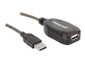 Manhattan USB-A to USB-A Extension Cable, 10m, Male to Female, Active, 480 Mbps (USB 2.0)