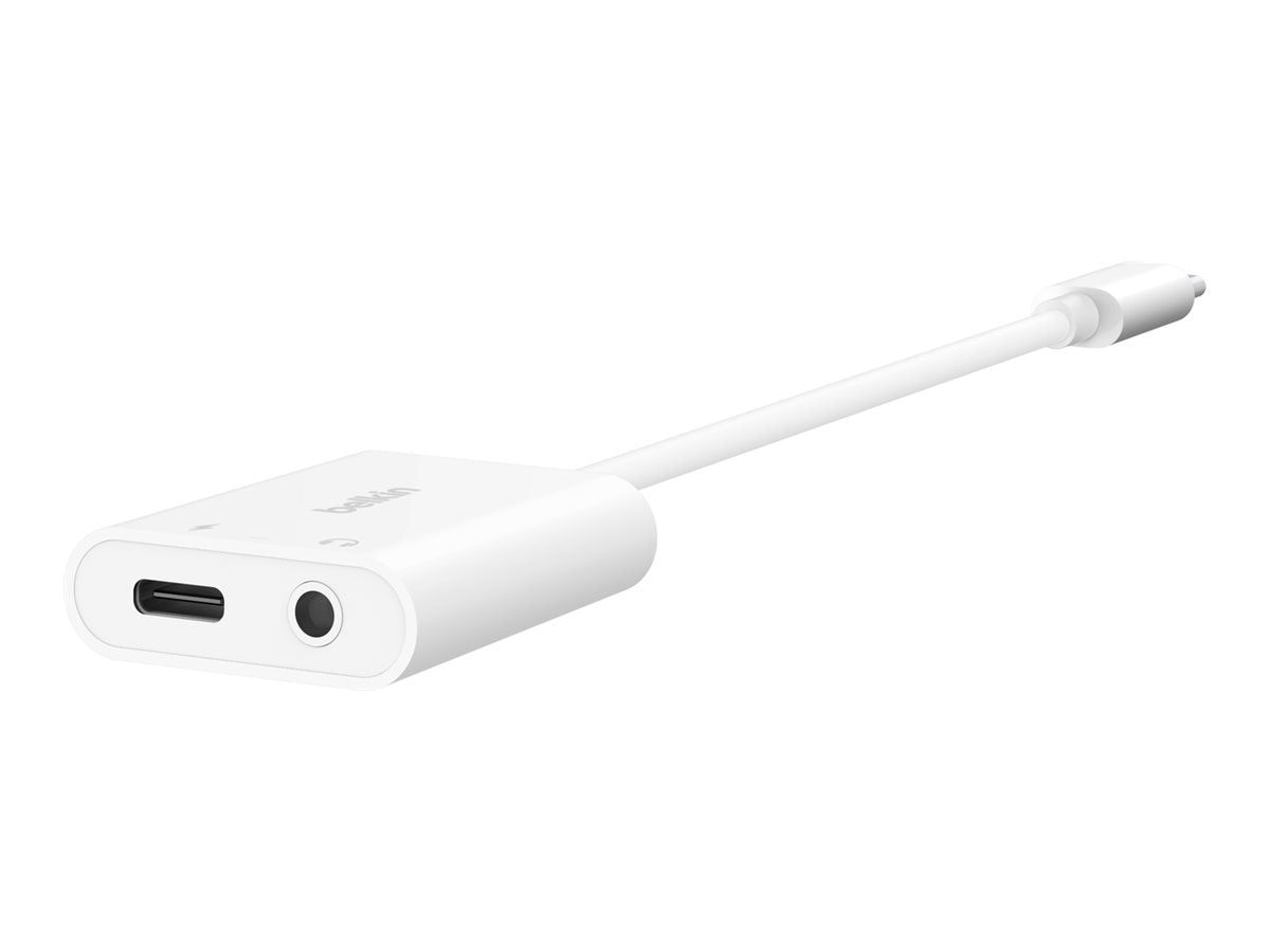 Belkin RockStar - USB-C zu Kopfhöreranschluss / Ladeadapter - 24 pin USB-C männlich zu Mini-Stecker, 24 pin USB-C weiblich - USB Power Delivery (60W)