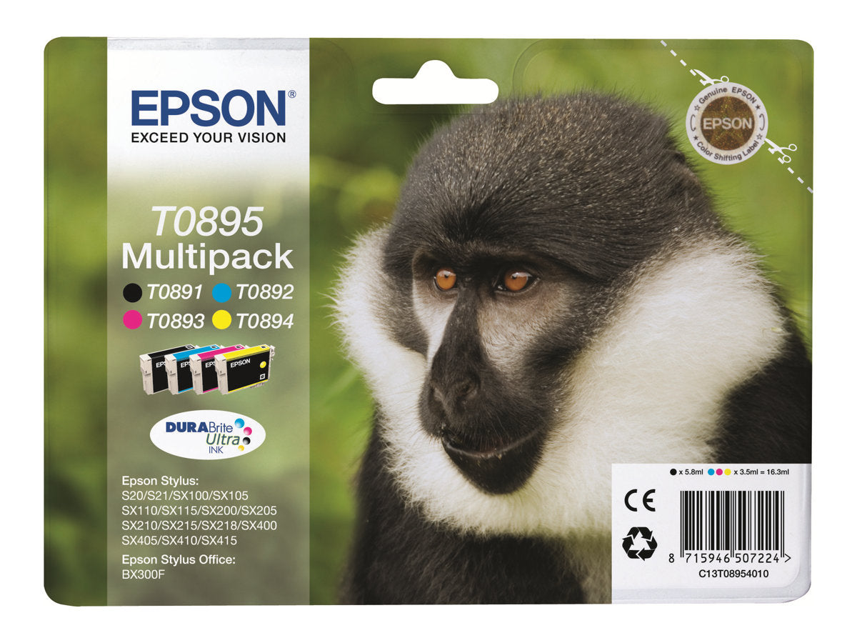 Epson T0895 Multipack - 4er-Pack - Schwarz, Gelb, Cyan, Magenta