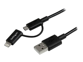 StarTech.com 1m Apple Lightning oder Micro USB auf USB Kabel - iPhone iPad iPod Lade- und Sync-Kabel - Schwarz - Lade-/Datenkabel - USB (M)