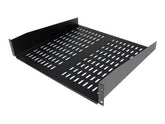 StarTech.com 2HE Universal Rack Mount Fachboden belüftet und freitragend für 19 Server Racks - 16Zoll, schwarz (CABSHELFV)