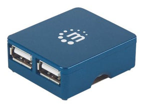 Manhattan USB-A 4-Port Micro Hub, 4x USB-A Ports, Blue, 480 Mbps (USB 2.0)