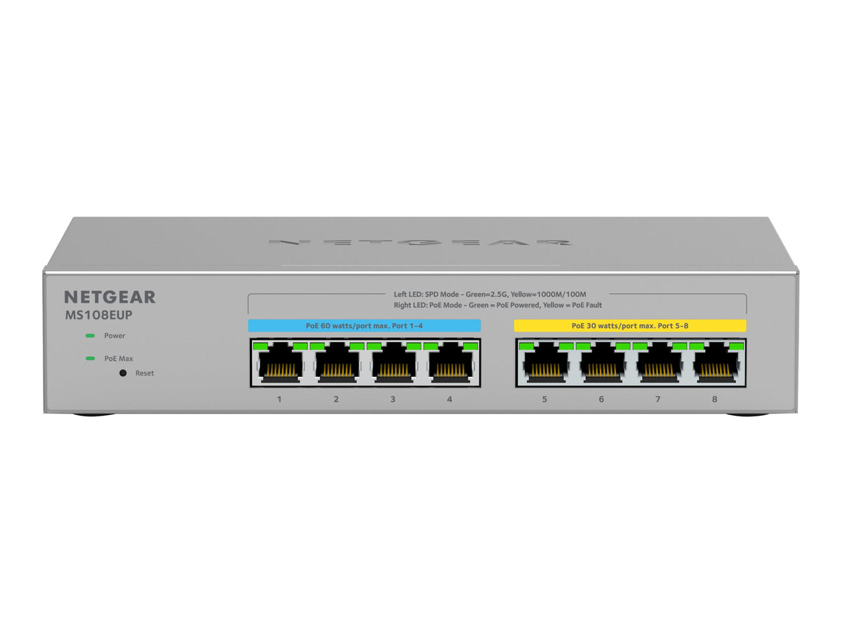 Netgear Plus MS108EUP - Switch - managed - 4 x 100/1000/2.5G (PoE++)