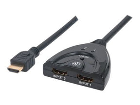 Manhattan HDMI Switch 2-Port, 1080p, Connects x2 HDMI sources to x1 display, Manual Switching (via button)