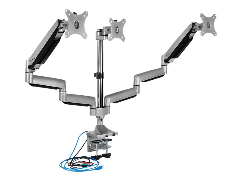 ICY BOX IB-MS505-TI - Befestigungskit - für 3 Monitore - Aluminium - Schwarz, Silber - Bildschirmgröße: bis zu 81,3 cm (bis zu 32 Zoll)