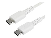 StarTech.com 1m USB-C Ladekabel - Langlebiges USB 2.0 Typ C zu USB C Datenübertragungs-/Schnellladekabel - TPE Mantel Aramidfaser M/M 60W Weiß - Samsung S10 S20 iPad Pro MS Surface (RUSB2AC1MW)