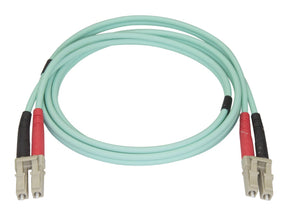 StarTech.com Aqua OM4 Duplex Multimode Fiber - 1m / 3 ft - 100 Gb - 50/125 - OM4 Fiber - LC to LC Fiber Patch Cable (450FBLCLC1)