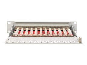 DIGITUS CAT 6A Patch Panel, geschirmt, 12-Port, 1HE, 10", grau