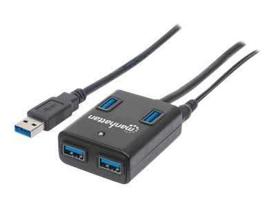 Manhattan USB-A 4-Port Hub, 4x USB-A Ports, 5 Gbps (USB 3.2 Gen1 aka USB 3.0)