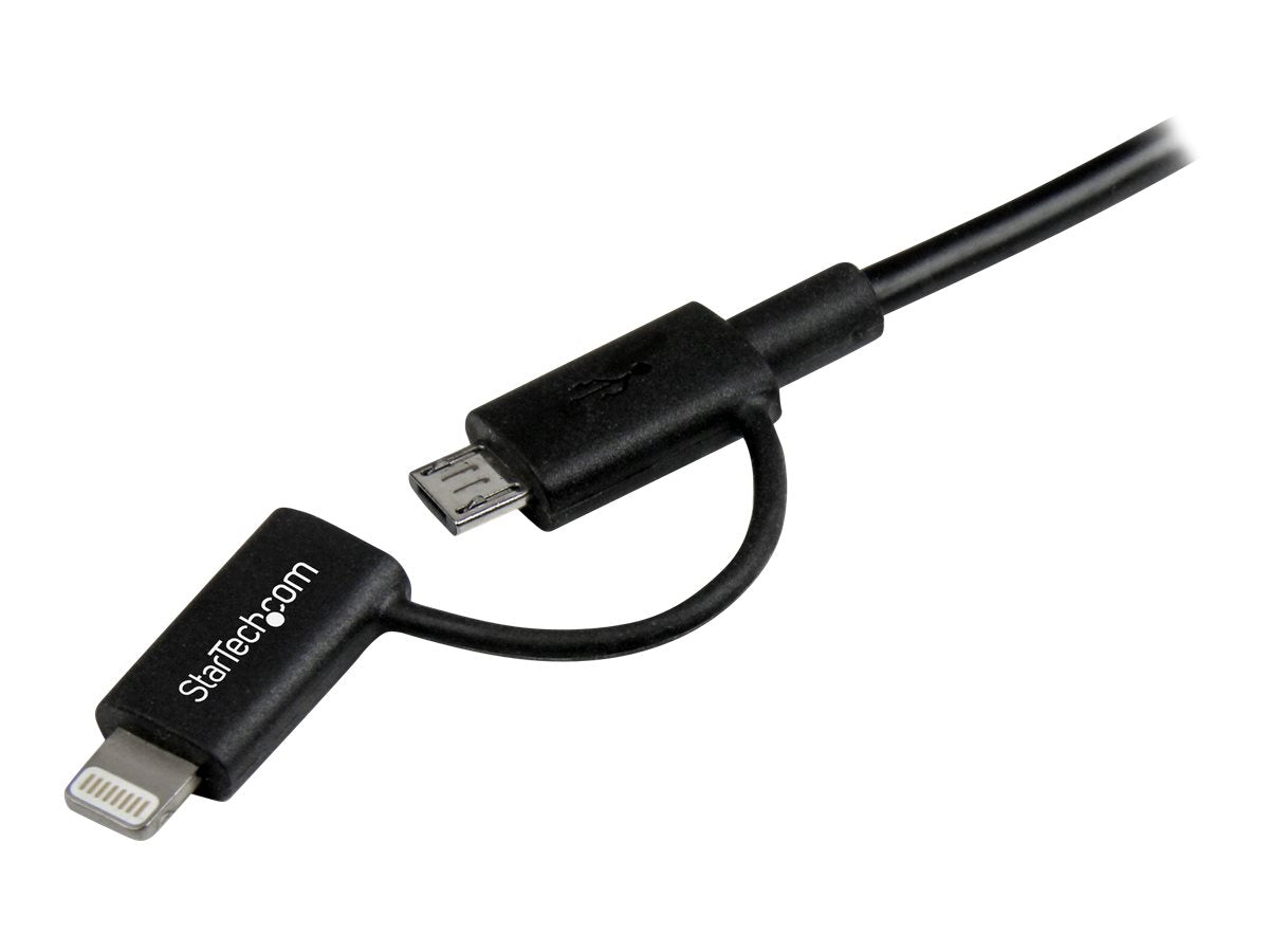 StarTech.com 1m Apple Lightning oder Micro USB auf USB Kabel - iPhone iPad iPod Lade- und Sync-Kabel - Schwarz - Lade-/Datenkabel - USB (M)