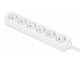 Manhattan Power Distribution Unit EU (2-pin), x6 gang/output, 2m cable, 16A, White, Extension Lead, PDU, Power Strip, Three Year Warranty - Steckdosenleiste - AC 220-250 V - 3680 Watt - Eingabe, Eingang Typ F - Ausgangsanschlüsse: 6 (Typ F)