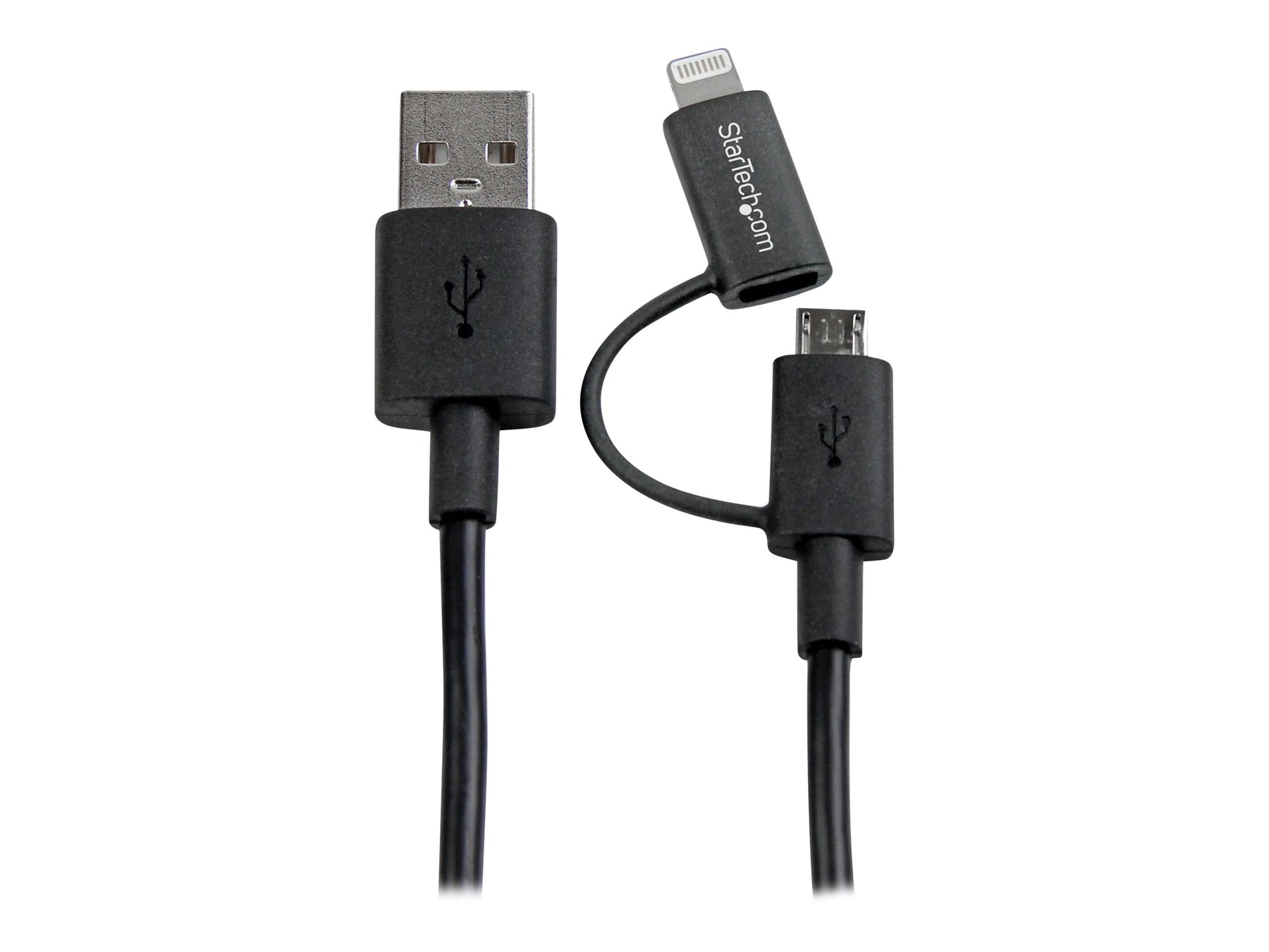 StarTech.com 1m Apple Lightning oder Micro USB auf USB Kabel - iPhone iPad iPod Lade- und Sync-Kabel - Schwarz - Lade-/Datenkabel - USB (M)