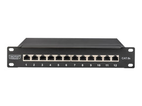 DIGITUS Cat.6A Patch Panel, geschirmt, 12-Port, 1HE, 10", schwarz