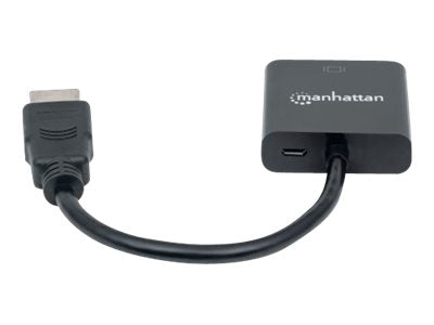 Manhattan HDMI to VGA Converter cable, 1080p, 30cm, Male to Female, Equivalent to Startech HD2VGAE2, Micro-USB Power Input Port for additional power if needed, Black, Three Year Warranty, Polybag - Videoadapter - HDMI männlich zu HD-15 (VGA)