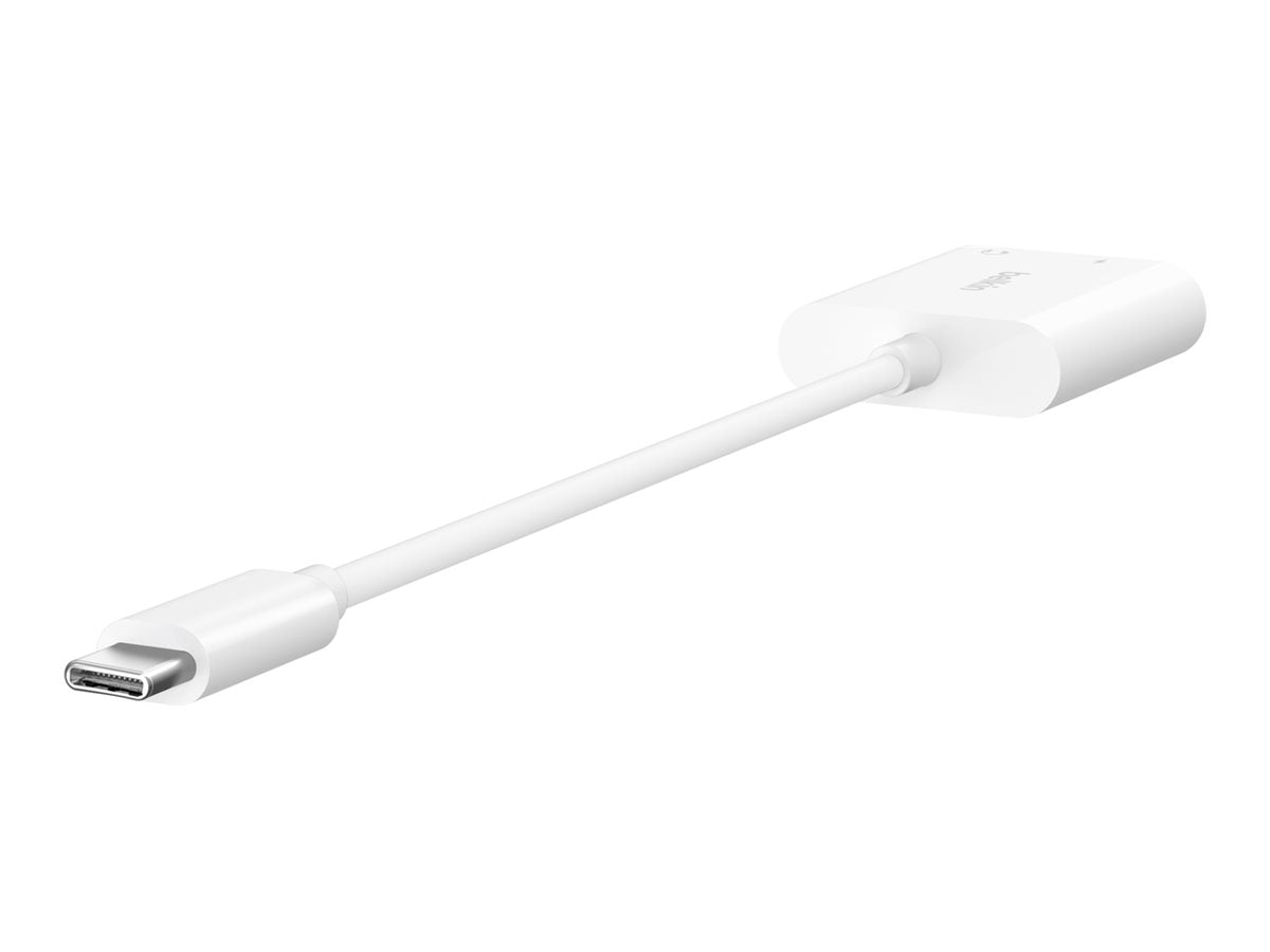 Belkin RockStar - USB-C zu Kopfhöreranschluss / Ladeadapter - 24 pin USB-C männlich zu Mini-Stecker, 24 pin USB-C weiblich - USB Power Delivery (60W)