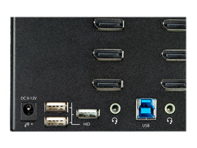 StarTech.com 2 Port Quad Monitor DisplayPort KVM Switch - 4K 60 Hz UHDR - DP 1.2 KVM Switch mit USB 3.0 Hub mit 2x USB 3.0(5 Gbit/s) und 4x USB 2.0 HID Anschlüssen, Audio - Hotkey - TAA (SV231QDPU34K)