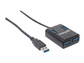 Manhattan USB-A 4-Port Hub, 4x USB-A Ports, 5 Gbps (USB 3.2 Gen1 aka USB 3.0)