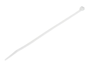 StarTech.com 20cm(8") Cable Ties, 4mm(1/8") wide, 55mm(2-1/8") Bundle Diameter, 22kg(50lb) Tensile Strength, Nylon Self Locking Zip Ties with Curved Tip, 94V-2/UL Listed, 100 Pack, White - Nylon 66 Plastic - TAA (CBMZT8N)