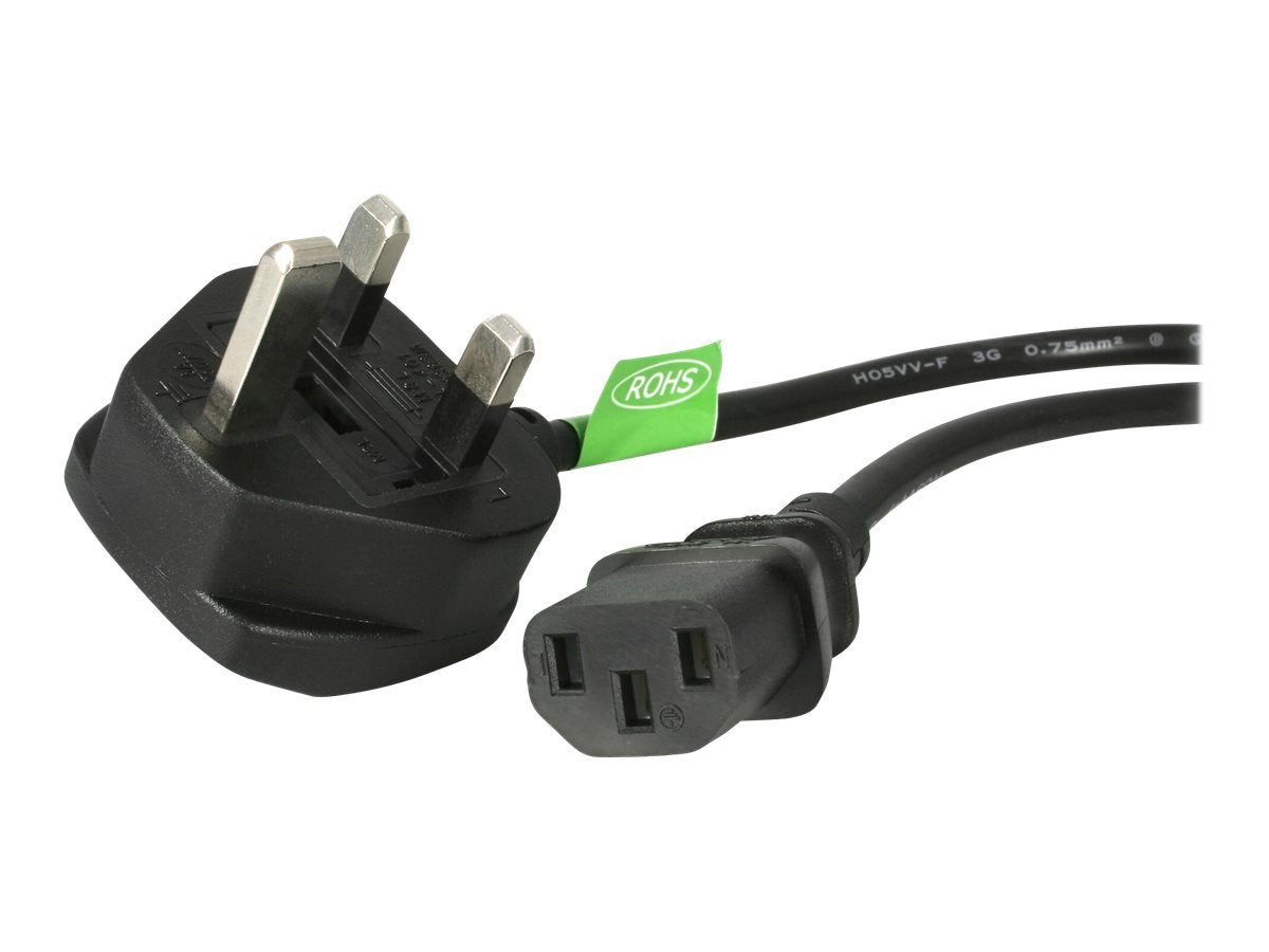 StarTech.com 3ft (1m) UK Computer Power Cable, BS 1363 to C13 Power Cord, 18AWG, 10A 250V, Black Replacement AC Power Cord, Monitor Power Cable, BS 1363 to IEC 60320 C13 Kettle Lead - PC Power Supply Cable (BS13U-1M-POWER-LEAD)