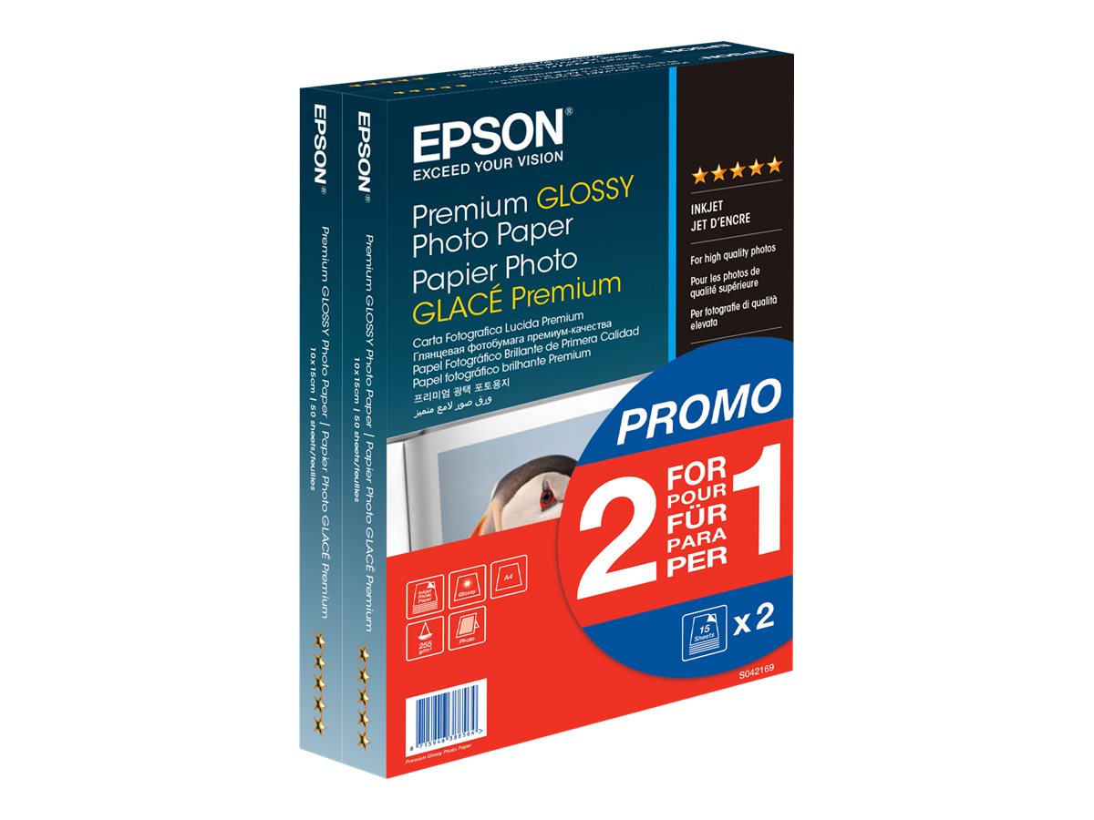 Epson Premium Glossy Photo Paper BOGOF - Glänzend - 100 x 150 mm - 255 g/m² - 40 Blatt Fotopapier (Packung mit 2)