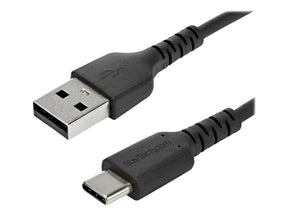 StarTech.com 1m USB-A auf USB-C Ladekabel - Dauerhaftes USB 2.0 auf USB Typ-C Datenübertragungs- und Schnellladekabel - Robuster TPE-Mantel Aramidfaser, M/M, 3A - Schwarz (RUSB2AC1MB)