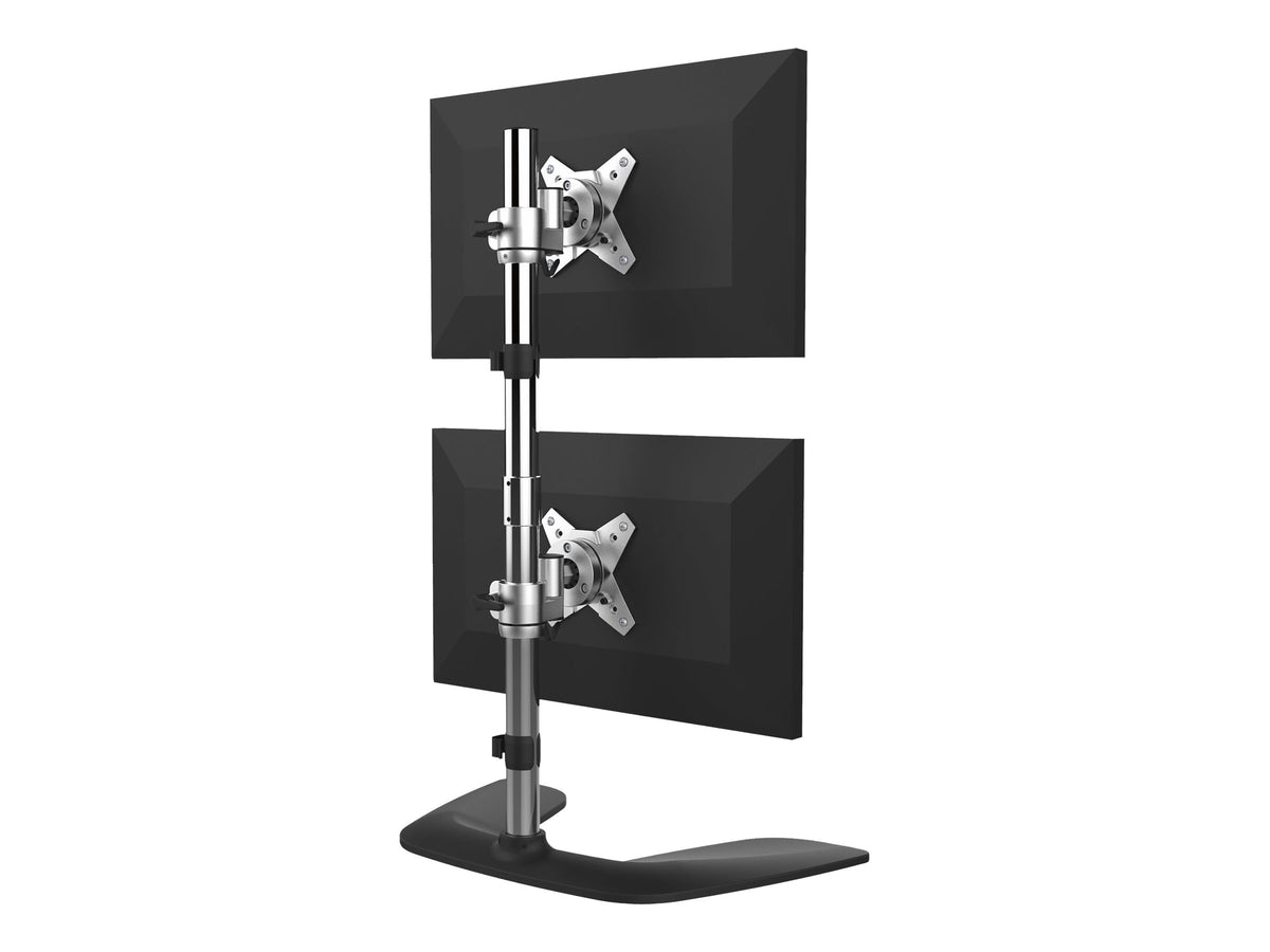 StarTech.com Monitorhalterung für zwei vertikal gestapelte Monitore - Ergonomischer Monitorarm für zwei VESA Monitore - bis zu 27"(je 8kg) Monitore - Freistehend, Höhenverstellbar - Silber (ARMDUOVS)