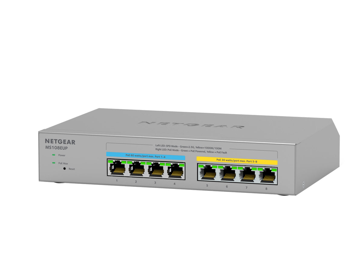 Netgear Plus MS108EUP - Switch - managed - 4 x 100/1000/2.5G (PoE++)