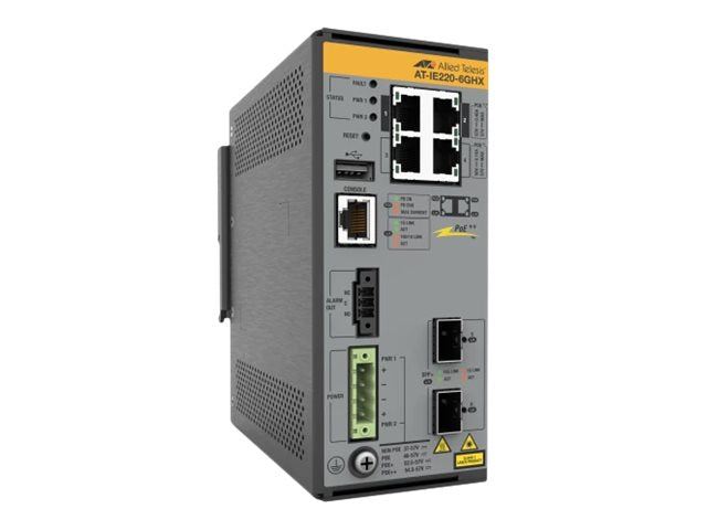 Allied Telesis AT IE220-6GHX - Switch - L2+ - managed - 4 x 10/100/1000Base-T + 2 x 1 Gigabit/10 Gigabit SFP+ (Uplink)