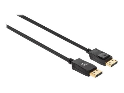 Manhattan DisplayPort 1.4 Cable, 8K@60hz, 3m, Braided Cable, Male to Male, With Latches, Fully Shielded, Black, Lifetime Warranty, Polybag - DisplayPort-Kabel - DisplayPort (M)