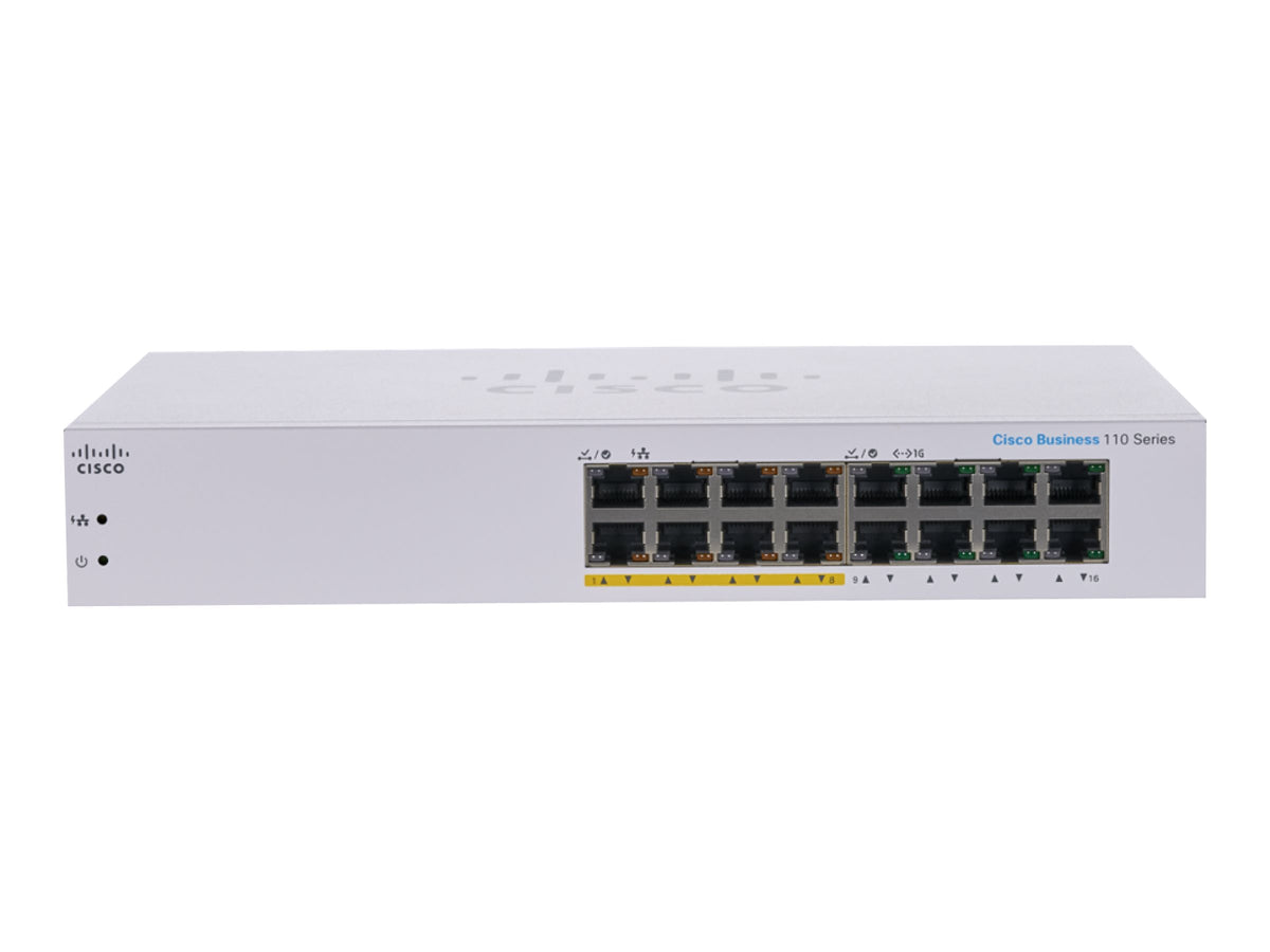 Cisco Business 110 Series 110-16PP - Switch - unmanaged - 8 x 10/100/1000 (PoE)