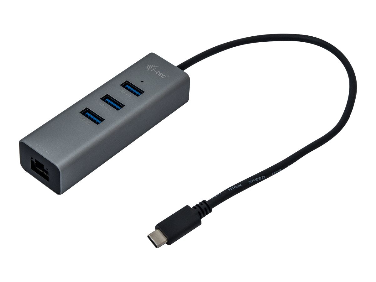 i-tec USB-C Metal 3-Port - Hub - 3 x SuperSpeed USB 3.0 + 1 x 10/100/1000