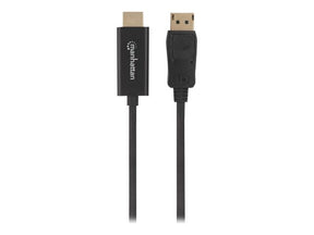 Manhattan DisplayPort 1.1 to HDMI Cable, 1080p@60Hz, 1.8m, Male to Male, DP With Latch, Black, Not Bi-Directional, Three Year Warranty, Polybag