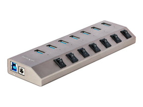 StarTech.com 7-Port Self-Powered USB-C Hub with Individual On/Off Switches, USB 3.0 5Gbps Expansion Hub w/Power Supply, Desktop/Laptop USB-C to USB-A Hub, 7x BC 1.2 (1.5A)