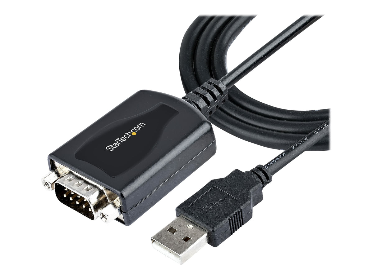 StarTech.com 3ft (1m) USB to Serial Cable with COM Port Retention, DB9 Male RS232 to USB Converter, Straight Through USB to Serial Adapter for PLC/Printer/Scanner