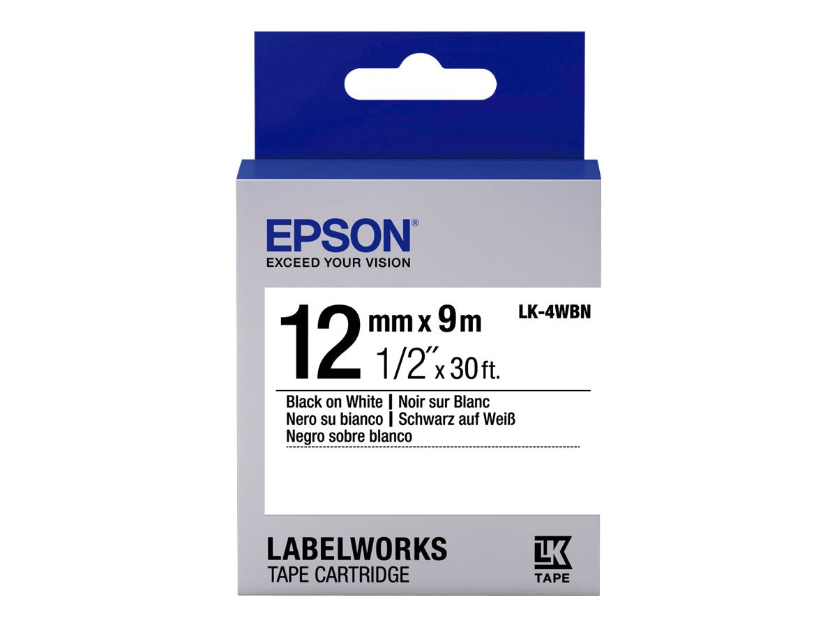 Epson LabelWorks LK-4WBN - Schwarz auf Weiß - Rolle (1,2 cm x 9 m)