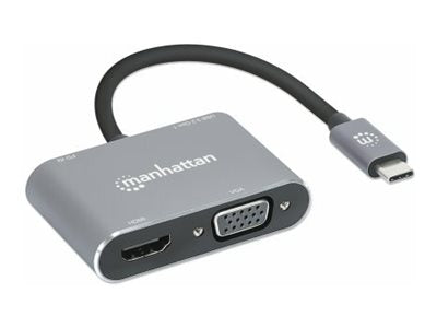 Manhattan USB-C Dock/Hub, Ports (x4):  HDMI, USB-A, USB-C and VGA, With Power Delivery (87W)