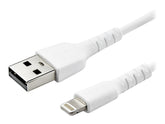 StarTech.com 1m USB-A auf Lightning-Kabel - Hochbelastbare, robuste Aramidfaser - USB Typ-A auf Lightningkabel - Lade-/Synchronisationskabel - Apple MFi-zertifiziert iPad/iPhone 12 - Weiß (RUSBLTMM1M)