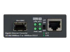 StarTech.com Gigabit Ethernet LWL / Glasfaser Medienkonverter mit SFP - 1000 Mbit/s Multimode Gigabit Ethernet Medienkonverter - Medienkonverter - GigE - 10Base-T, 1000Base-LX, 1000Base-SX, 100Base-TX, 1000Base-T - RJ-45 / SFP (mini-GBIC)