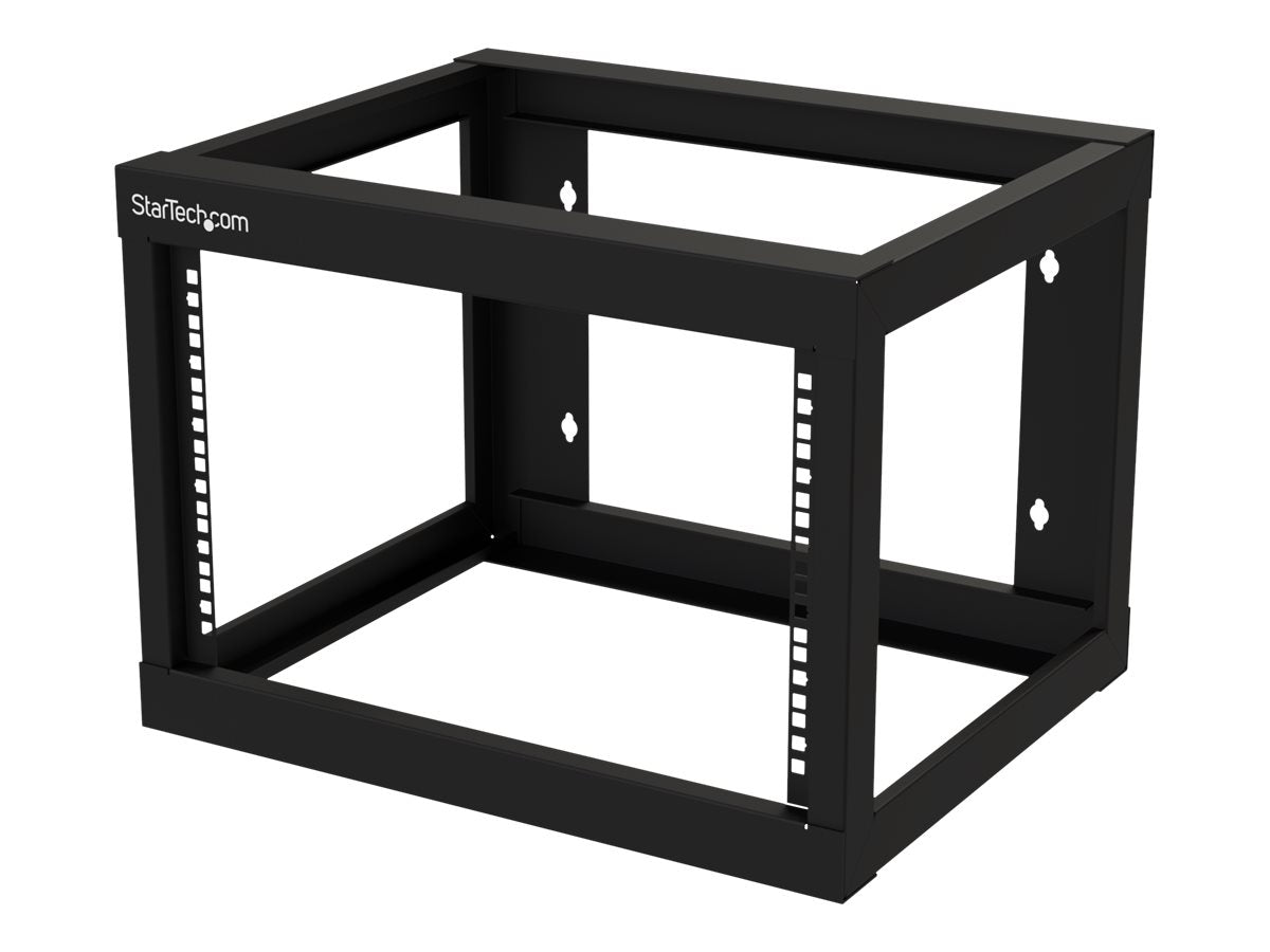 StarTech.com 6HE 19 Zoll Wand Netzwerk Rack - 2 Pfosten, 48cm tief mit offener Rahmen, für AV/IT/Kommunikation/Patch Panel - mit Käfigmuttern, Schrauben und Klettband - Cisco 2960 (RK619WALLO)