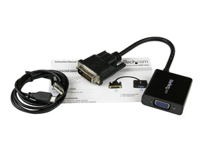 StarTech.com DVI-D auf VGA Aktives Video Adapter/ Konverter Kabel - DVI zu VGA Wandler Box Stecker / Buchse - 1920x1200 - 1080p - Videoadapter - DVI-D, Mikro-USB Typ B (nur Strom)